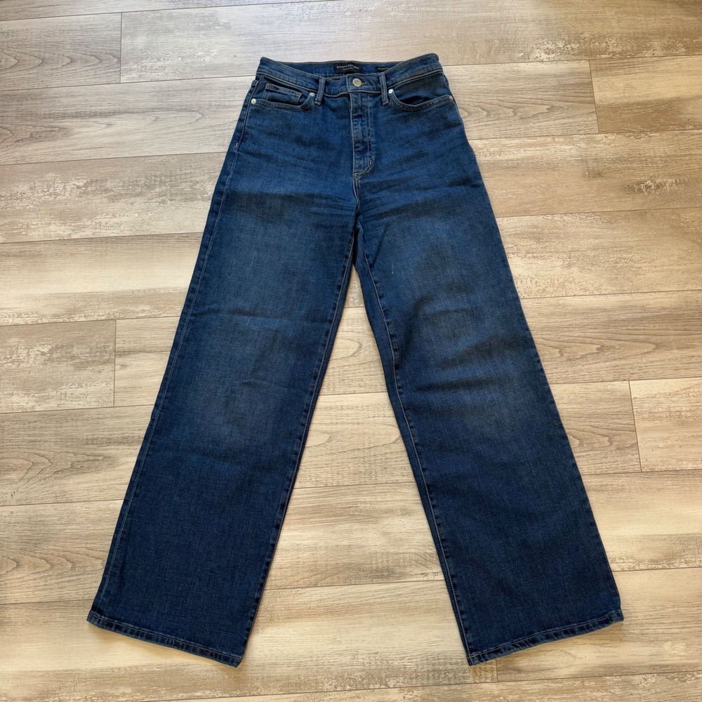 Banana Republic Wide Leg Jeans Quiet Luxury Minimalist Women 27 Dark Blue Denim - Picture 9 of 12